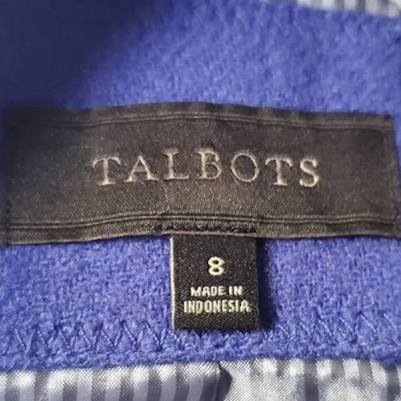 TALBOTS Colbolt Blue Peacoat 2 Button Closure Wool Blend Jacket Size 8 - Picture 3 of 8